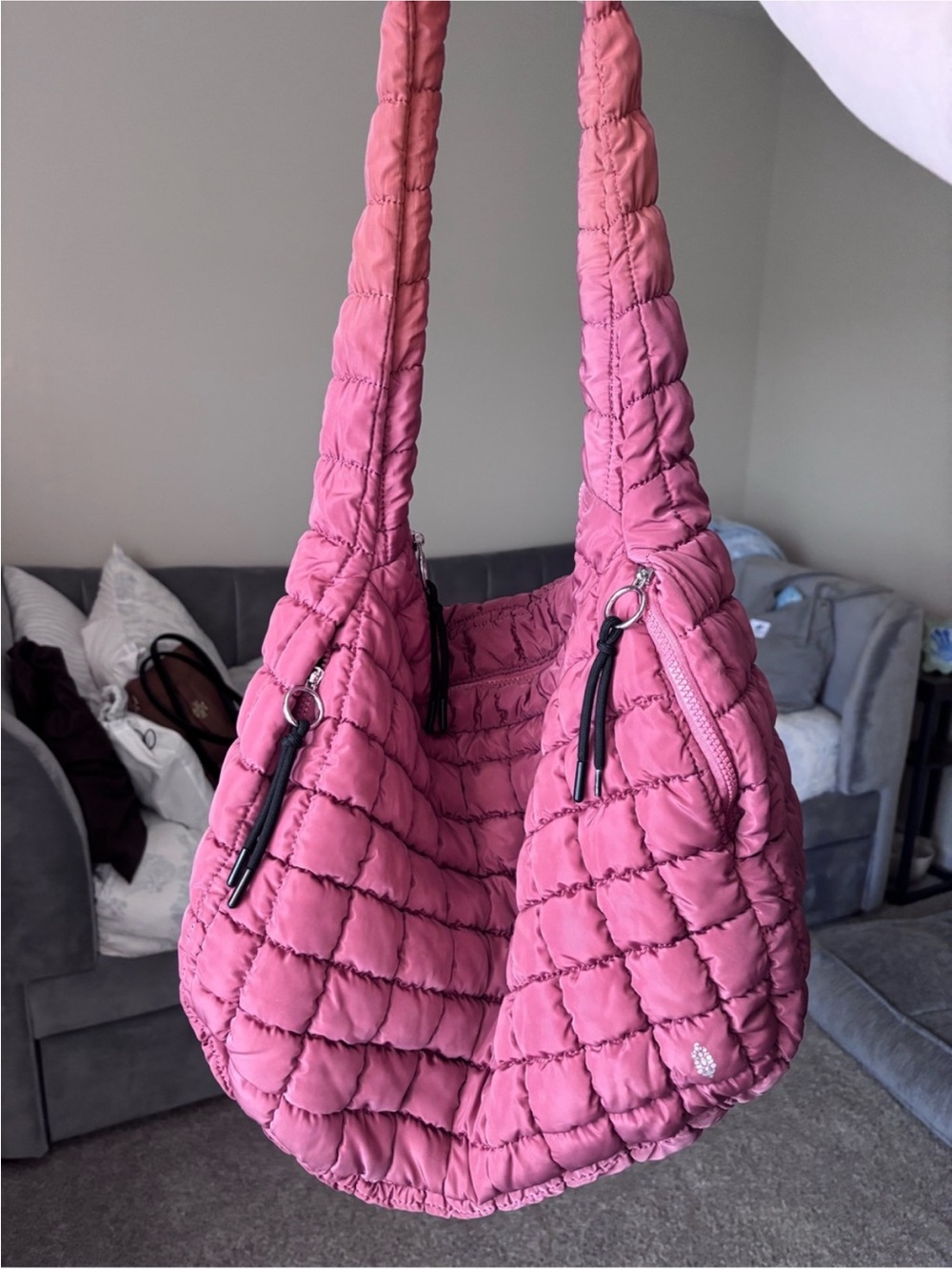 Free People Dusty Rose color Quilted Shoulder Bag large
